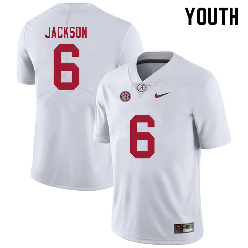 Youth #6 Khyree Jackson Alabama Crimson Tide College Football Jerseys Sale-White